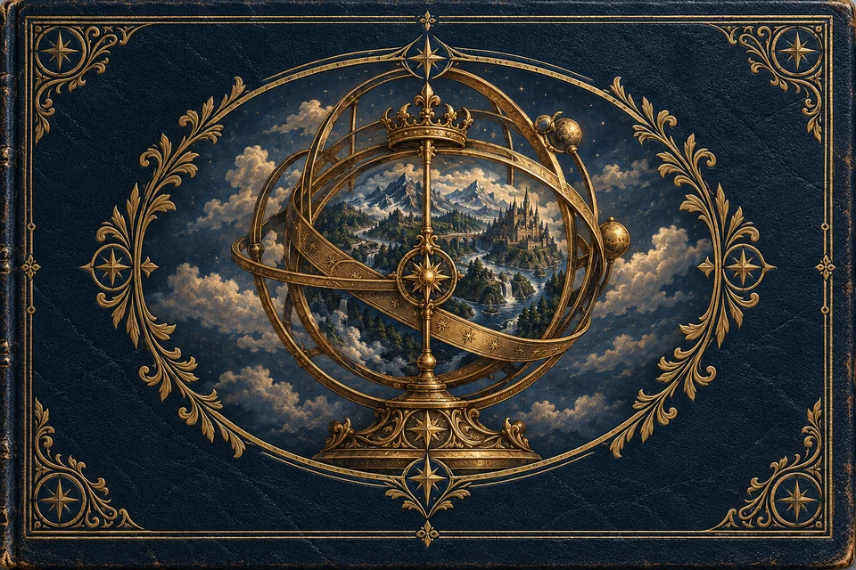 Deus das Lendas — ilustração de fantasia em azul e ouro